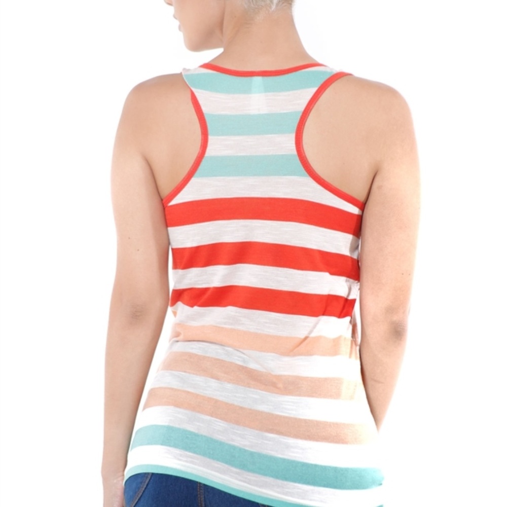 BUTTON DETAIL STRIPED TANK TOP
